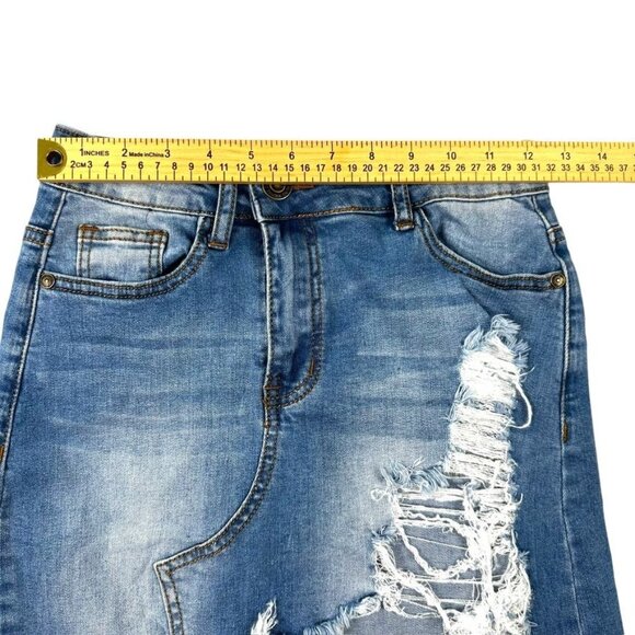 Machine Distressed Ripped Denim Skirt Size M - Picture 10 of 10